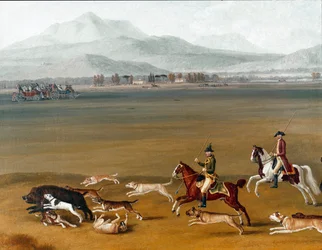 IV. Ferdinánd vaddisznóra vadászik a cassanói birtokon, részlet. 18. század. Nápoly, Museo Nazionale di Capodimonte