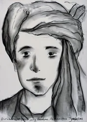 Durabali, 18 éves fiatal, Bamyan, Afganisztán, 2002 (szén papíron)