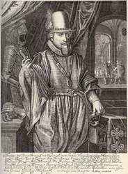 Maurice de Nassau (1567-1625), Orange hercege, Nassau grófja portréja. Willem Jacobsz Delff (1580-1638) metszete XVII