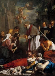 Genti Saint Macaire a pestiferes megmentésében Saint Macaire egy 11. századi örmény szerzetes. Jacob II van Oost (1637-1713) festménye 1673 V. 3,5x2,57 m