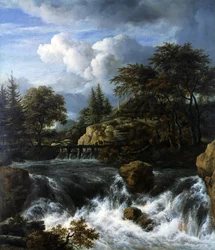 Vízesés sziklás tájon, 1660-70