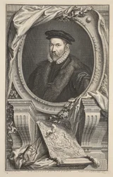 Nicholas Bacon portréja, illusztráció a „Heads of Illustrious Persons of Great Britain”, pub. Írta: Knapton, London, 1742