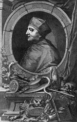 Thomas Wolsey (1478-1530) angol bíboros és államférfi portréja, Jacobus Houbraken (1698-1780) metszet