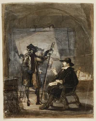 Dr. Nicholas Tulp Rembrandt műtermében (recto); Jelenet Rembrandt életéből () (verso)