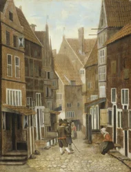 View of a Town (oil on panel)