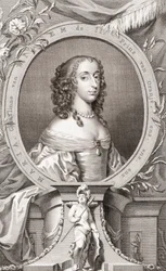 Mária, királyi hercegnő, Orange hercegnője, Nassau grófnője (1631-60) I. Károly angol király és felesége, Henrietta Mária francia lánya, III. Vilmos angol király anyja (metszet)