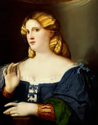 Nő legyezővel, Jacopo Nigretti, az idősebb Palma (1480-1528)