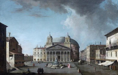 Kilátás a Pantheonra Rómában par Fabris, Jacopo (1689-1761). Olaj, vászon, méret: 73x112,4, , Magángyűjtemény