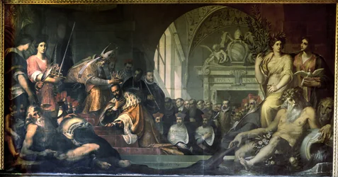 Cosimo I de Medici V. Pius pápát fogadja