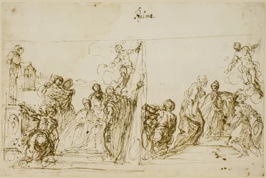Két kompozíciós vázlat Doge Pasquale Cicogna fogadalmi festményéhez, Sala del Pregadi, Palazzo Ducale, Velence