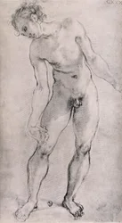 Férfialak tanulmánya a firenzei Santa Felicita Capponi-kápolnájában található „Levétel a keresztről“ oltárképhez, 1525-27