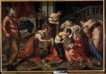 La nativite de Saint Jean Baptiste (Keresztelő Szent János születése). Tintoretto festménye (Jacopo Robusti Tintorettonak hívta