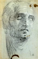 Tintoretto (1518-1594) néven ismert Jacopo Robusti férfi feje, rajz