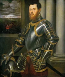Egy arannyal díszített páncélruhás férfi portréja, 1555 körül.