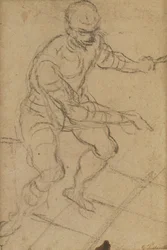 Ülő ember felülről nézve (fekete kréta a papíron) (recto) (lásd a 160813-as verziót)