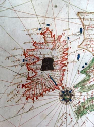 Írország, részlet Európa reneszánsz térképéről, Jacopo Russo (utána), 1528