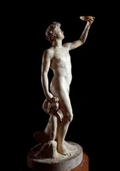 Bacchus (Bacco). Jacopo Sansovino (Jacopo Tatti) (1486-1570) szobra. Márvány. 1510. Magasság: 146 cm. Palazzo Bargello, Firenze