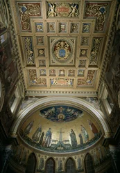 A Szent János-bazilika (San Giovanni in Laterano) apszisának belső képe. Jacopo Torriti (1291-14. század körül) és Jacopo da Camerino (1288-1331 körül) mozaikja, amely Jeruzsálem Celestét képviseli. Róma
