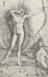 Apolló íjjal és nyíllal az égi földgömbön és Diana szarvassal, 1503-5