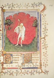 Fr 13091 f.106 A bolond, Jean de Berry zsoltárából, 1386 körül