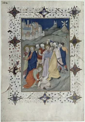 MS 11060-11061 Kereszt órái: Matin és Laudes, Júdás árulása, a „Tres Riches Heures du Duc de Berry”-ből