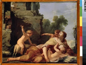 "A jótékonyság allegóriája" (A jótékonyság allegóriája) Gyermeket szoptató anya Jacques Blanchard festménye (1600-1638) 17. századi Ermitázs Múzeum, Szentpétervár