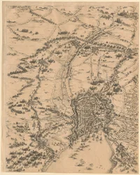 2. tábla, felül középen, „La Rochelle ostroma” című műből