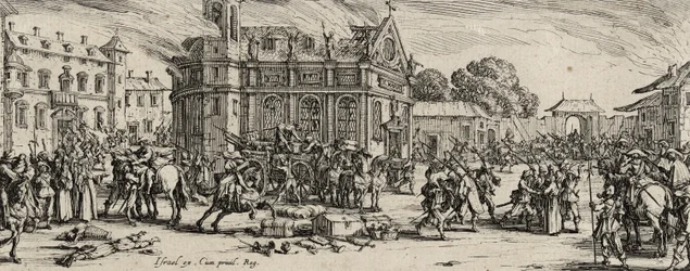 Egy kolostor lerombolása, 1633 (rézkarc fektetett papírra)