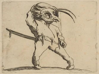 Az álarcos férfi görbe lábbal, a Varie-ból ... ábra, 1616-22.