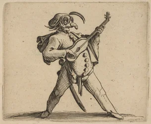 Az álarcos komikus gitáron játszik, ..., 1616-22.