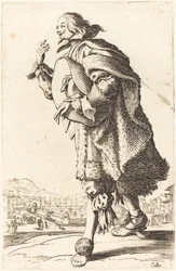 Nemes férfi filckalapban, meghajolva