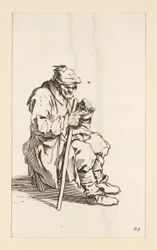 Ülő koldus, eszik, a The Beggars-ből
