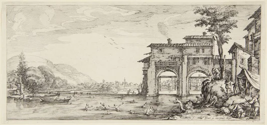 Fürdőzők, a „Paysages gravées pour Jean de Médicis, Paysages dessinés à Florence” sorozatból (Tájképek Giovanni de Medici számára, avagy Firenzében tervezett tájképek)