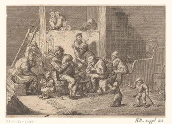 Belső dudás és hegedűs, valamint két énekes