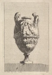 Váza férfi szirénával, mely egy füzért tart fel, innen: Vázák, 1746.