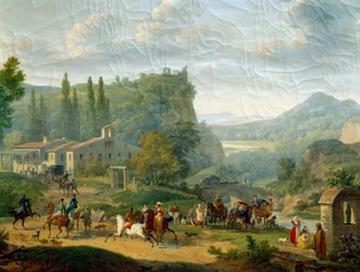 Utasmegálló. Francois Swebach festménye: Swebach des Fontaines (1769-1823)