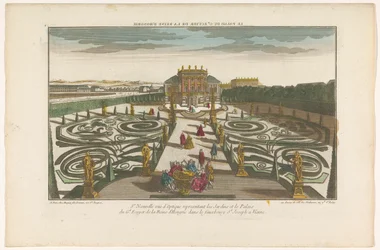 Kilátás a magyar királynő tisztjének kertjére és palotájára Bécs egyik külvárosában Le palais du gd ecuyer de la reine d