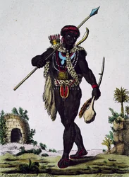 Férfi a Namaquas törzsből, Afrikából, metszet az utak enciklopédiájából