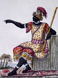 Loango királya, színes metszet Labrousse rajzából (aktív 1796), az Encyclopedia of voyagesből, Jacques Grasset de Saint-Sauveur (1757-1810)