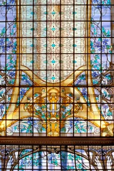 Nancy (54. osztály), szecessziós, "" La verriere aux Clematites "" (1901), Jacques Grube ólomüveg (1870-1936), Credit Lyonnais, rue St Georges