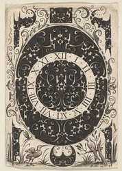 Ovális óratok madarakkal és kisebb motívumokkal, kb. 1614-19.