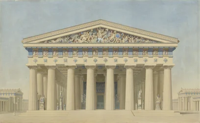 T templom Selinuntéban (Szicília), a főhomlokzat restaurált magaslata