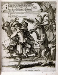 17. századi metszett illusztráció egy közmondásgyűjteményből. Párizs 1657-1663. Szerző: Jacques Lagniet (1620-1675). Francia metsző. Tőle származik számos társadalomkritikus metszet és gúnykép, mint például az olykor groteszk és fantasztikus illusztrációi.
