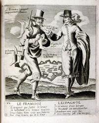 17. századi metszett illusztráció egy közmondásgyűjteményből. Párizs 1657-1663. Szerző: Jacques Lagniet (1620-1675). Francia metsző. Tőle származik számos társadalomkritikus metszet és gúnykép, mint például az olykor groteszk és fantasztikus illusztrációi.