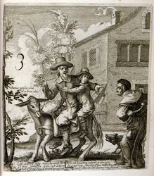 Jean de La Fontaine meséinek illusztrációja (metszet)