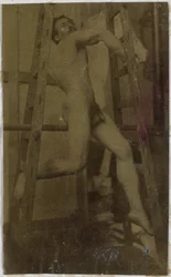 Egy férfi meztelen modell tanulmányozása Jacques de Lalaing stúdiójában