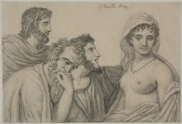 Phryné a bírák előtt, 1816-1820 körül (fekete kréta, vászonpapír)