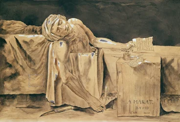 Marat halála, 1793 (toll, tinta és WC papíron)