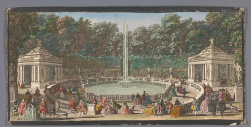 Kilátás a Bosquet des Domes-ra a Versailles-i kertben Les Domes (cím a tárgyon)