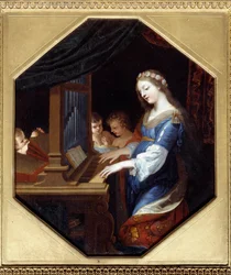 Szent Cecile orgonán Jacques Stella festménye